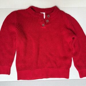 Boys Cozy Red Button-Up Henley Sweater, Jumping Beans, red-Size 5